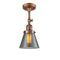 Cone Semi-Flush Mount shown in the Antique Copper finish with a Plated Smoke shade