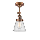 Cone Semi-Flush Mount shown in the Antique Copper finish with a Seedy shade