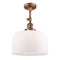 Bell Semi-Flush Mount shown in the Antique Copper finish with a Matte White shade