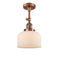 Bell Semi-Flush Mount shown in the Antique Copper finish with a Matte White shade