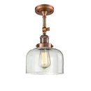 Bell Semi-Flush Mount shown in the Antique Copper finish with a Clear shade