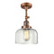 Bell Semi-Flush Mount shown in the Antique Copper finish with a Clear shade