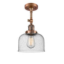 Bell Semi-Flush Mount shown in the Antique Copper finish with a Seedy shade