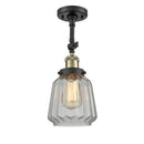 Chatham Semi-Flush Mount shown in the Black Antique Brass finish with a Clear shade