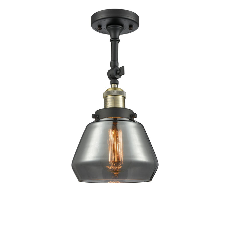 Fulton Semi-Flush Mount shown in the Black Antique Brass finish with a Plated Smoke shade