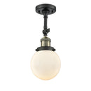 Beacon Semi-Flush Mount shown in the Black Antique Brass finish with a Matte White shade