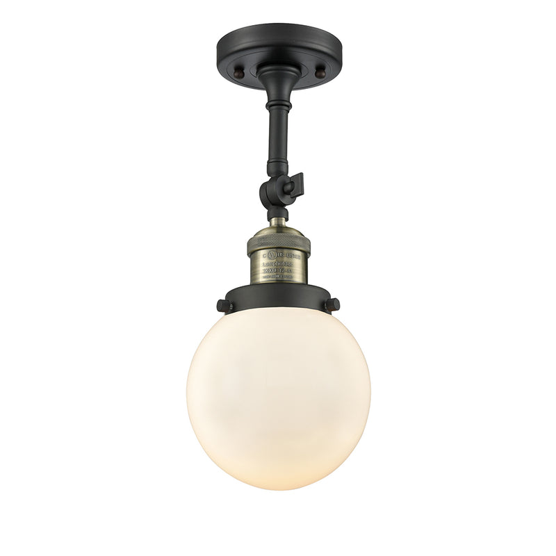 Beacon Semi-Flush Mount shown in the Black Antique Brass finish with a Matte White shade