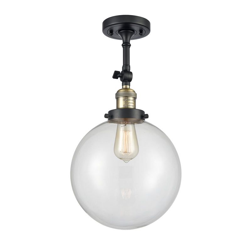 Beacon Semi-Flush Mount shown in the Black Antique Brass finish with a Clear shade