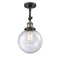 Beacon Semi-Flush Mount shown in the Black Antique Brass finish with a Seedy shade