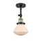 Olean Semi-Flush Mount shown in the Black Antique Brass finish with a Matte White shade