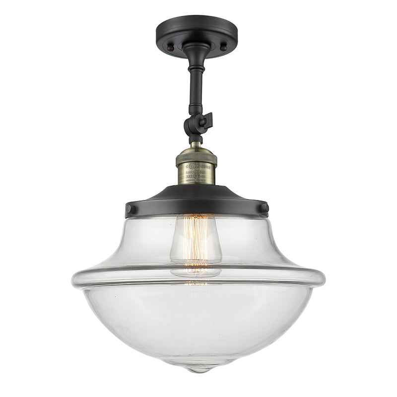 Oxford Semi-Flush Mount shown in the Black Antique Brass finish with a Clear shade