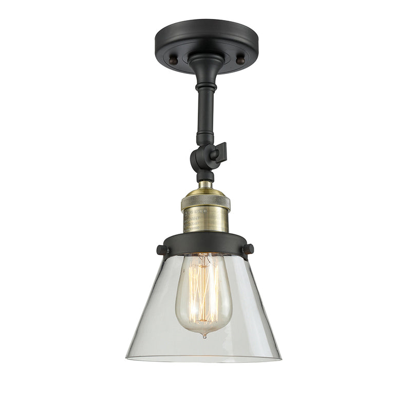 Cone Semi-Flush Mount shown in the Black Antique Brass finish with a Clear shade