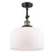 Bell Semi-Flush Mount shown in the Black Antique Brass finish with a Matte White shade