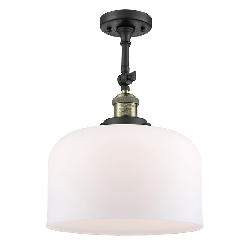 Bell Semi-Flush Mount shown in the Black Antique Brass finish with a Matte White shade