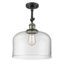 Bell Semi-Flush Mount shown in the Black Antique Brass finish with a Clear shade