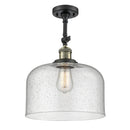 Bell Semi-Flush Mount shown in the Black Antique Brass finish with a Seedy shade