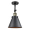 Appalachian Semi-Flush Mount shown in the Black Antique Brass finish with a Matte Black shade