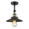 Railroad Semi-Flush Mount shown in the Black Antique Brass finish with a Matte Black shade