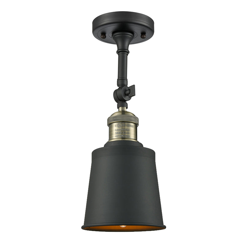 Addison Semi-Flush Mount shown in the Black Antique Brass finish with a Antique Brass shade