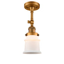 Canton Semi-Flush Mount shown in the Brushed Brass finish with a Matte White shade