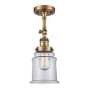 Canton Semi-Flush Mount shown in the Brushed Brass finish with a Clear shade