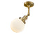 Beacon Semi-Flush Mount shown in the Brushed Brass finish with a Matte White shade