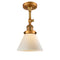 Cone Semi-Flush Mount shown in the Brushed Brass finish with a Matte White shade