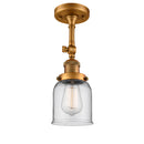 Bell Semi-Flush Mount shown in the Brushed Brass finish with a Clear shade