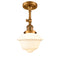 Oxford Semi-Flush Mount shown in the Brushed Brass finish with a Matte White shade