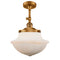 Oxford Semi-Flush Mount shown in the Brushed Brass finish with a Matte White shade