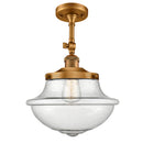 Oxford Semi-Flush Mount shown in the Brushed Brass finish with a Seedy shade