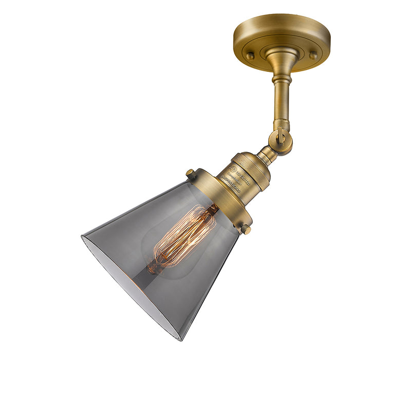 Innovations Lighting Small Cone 1 Light Semi-Flush Mount Part Of The Franklin Restoration Collection 201F-BB-G63-LED