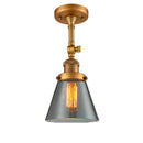 Cone Semi-Flush Mount shown in the Brushed Brass finish with a Plated Smoke shade