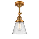 Cone Semi-Flush Mount shown in the Brushed Brass finish with a Seedy shade