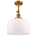 Bell Semi-Flush Mount shown in the Brushed Brass finish with a Matte White shade