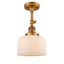 Bell Semi-Flush Mount shown in the Brushed Brass finish with a Matte White shade