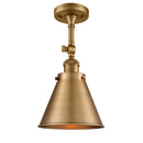 Appalachian Semi-Flush Mount shown in the Brushed Brass finish with a Brushed Brass shade