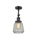 Chatham Semi-Flush Mount shown in the Matte Black finish with a Clear shade