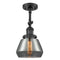 Fulton Semi-Flush Mount shown in the Matte Black finish with a Plated Smoke shade