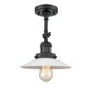 Halophane Semi-Flush Mount shown in the Matte Black finish with a Matte White Halophane shade