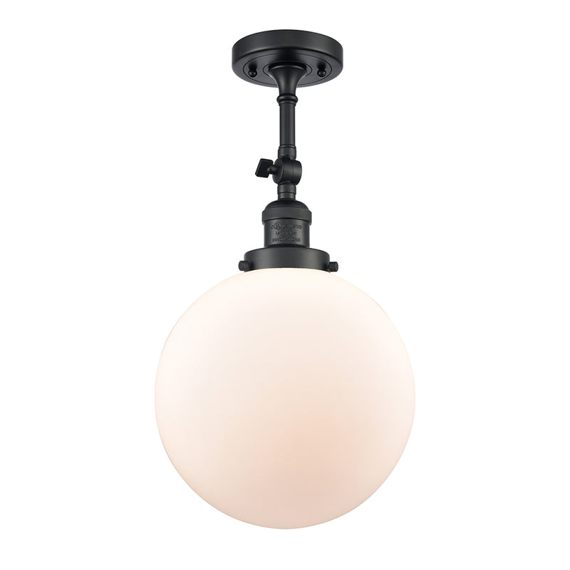 Beacon Semi-Flush Mount shown in the Matte Black finish with a Matte White shade