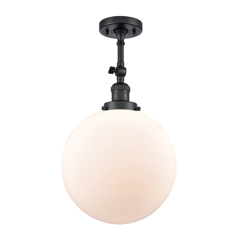 Beacon Semi-Flush Mount shown in the Matte Black finish with a Matte White shade