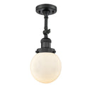 Beacon Semi-Flush Mount shown in the Matte Black finish with a Matte White shade