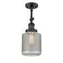 Stanton Semi-Flush Mount shown in the Matte Black finish with a Clear Wire Mesh shade