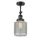 Stanton Semi-Flush Mount shown in the Matte Black finish with a Clear Wire Mesh shade