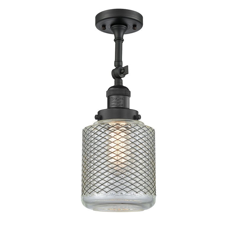 Stanton Semi-Flush Mount shown in the Matte Black finish with a Clear Wire Mesh shade