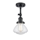 Olean Semi-Flush Mount shown in the Matte Black finish with a Seedy shade