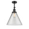 Cone Semi-Flush Mount shown in the Matte Black finish with a Clear shade