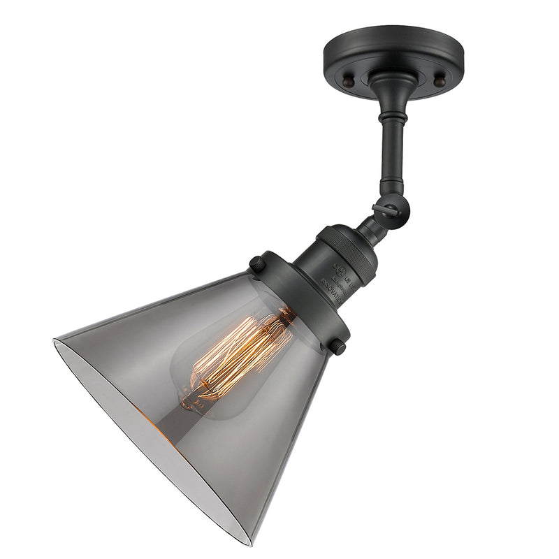 Innovations Lighting Large Cone 1 Light Semi-Flush Mount Part Of The Franklin Restoration Collection 201F-BK-G43-LED