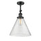 Cone Semi-Flush Mount shown in the Matte Black finish with a Seedy shade